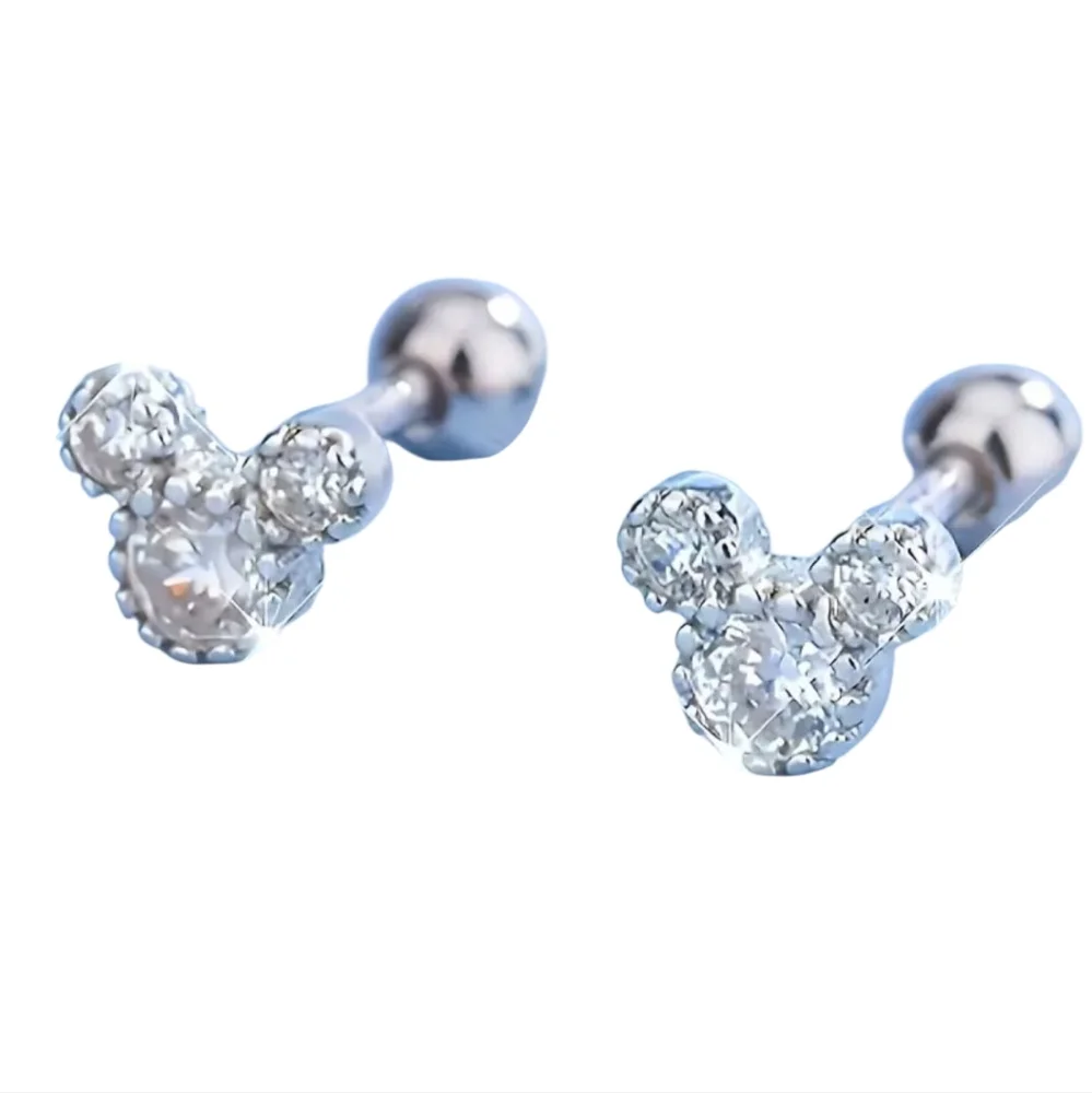 .925 Sterling Silver NEW Mini Mickey Mouse Studs Comes w/ Cute Bumble Bee Box - Picture 1 of 5
